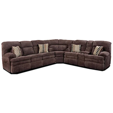 Reclining Corner Sectional Sofa with Right Side Cup-Holder Console for Family Rooms